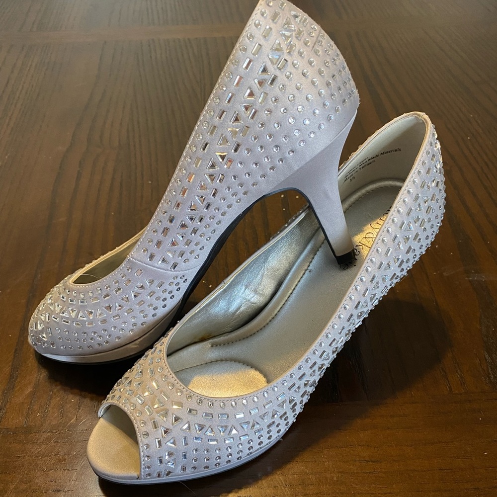 Kelly and Katie rhinestone silver heels